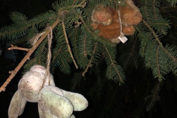 У Нововолинську моторошно прикрасили ялинку м’якими іграшками (Фото)