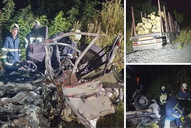 Після зіткнення з лісовозом  від ВАЗа лишився шматок металу, всередині якого – 12 розплющених тіл