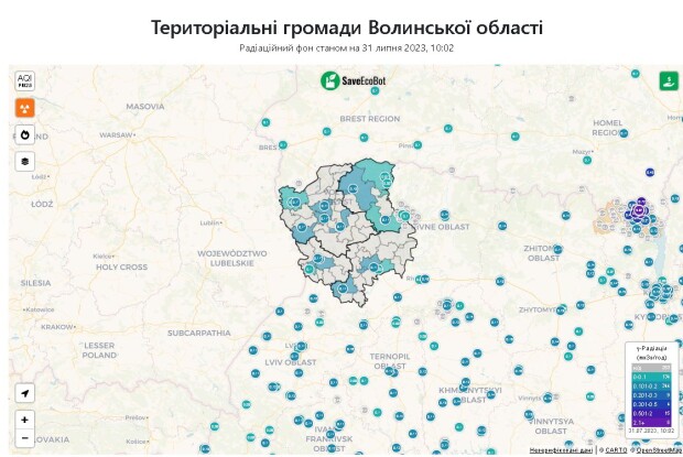 Уже другий день поспіль найвищий рівень радіації на Волині у місті Володимирі 
