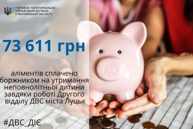 Батько з Волині заплатив 73 тисячі гривень аліментів і 36 тисяч – штрафу