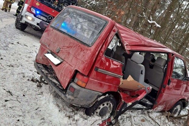 У Польщі бус з українцями злетів зі слизької дороги й врізався в дерево