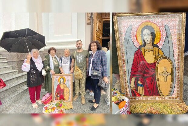 Тепер 100-а ОМБр під небесним щитом вишитого образу 