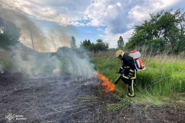 Минулої доби на Волині горіли суха трава і чагарники
