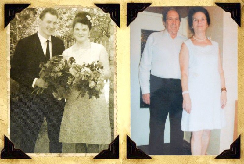 Фото, зроблені у день одруження і через 50 літ.