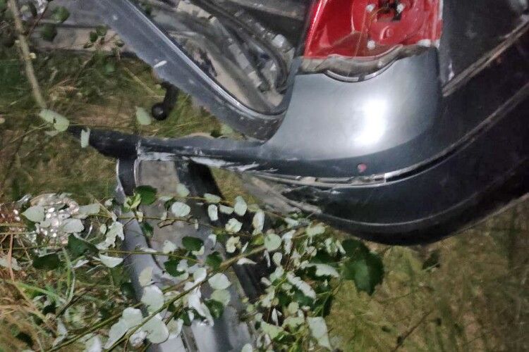Авто вилетіло в кювет: на Рівненщині водій «Audi A6» збив попутну машину (Фото)