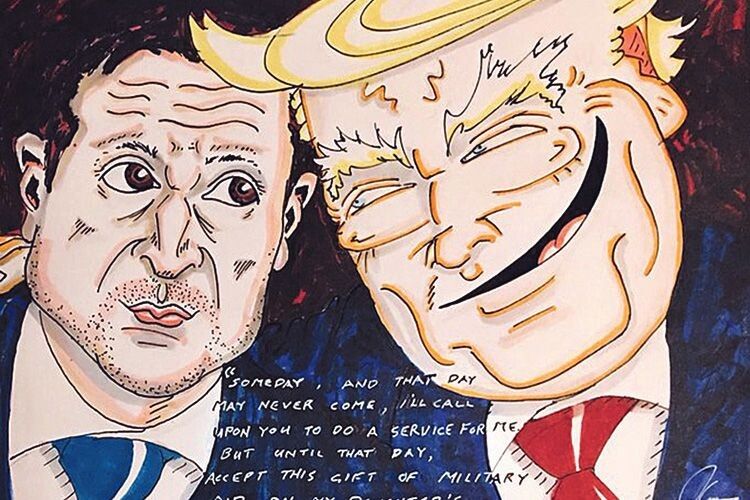 Голлівудський комік Джим Керрі намалював Володимира Зеленського  із «шахраєм» Трампом