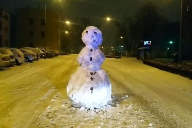 У Польщі до поліції поскаржилися на сніговика, який «гуляв» проїжджою частиною