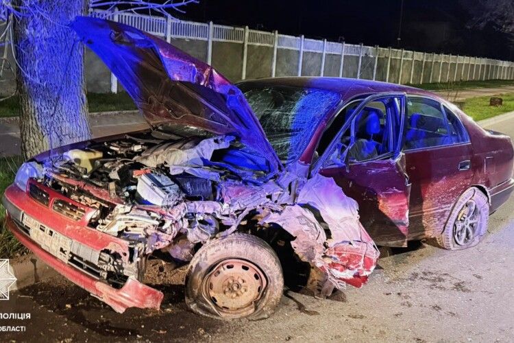 На Волині водій зніс дорожній знак і врізався в дерево