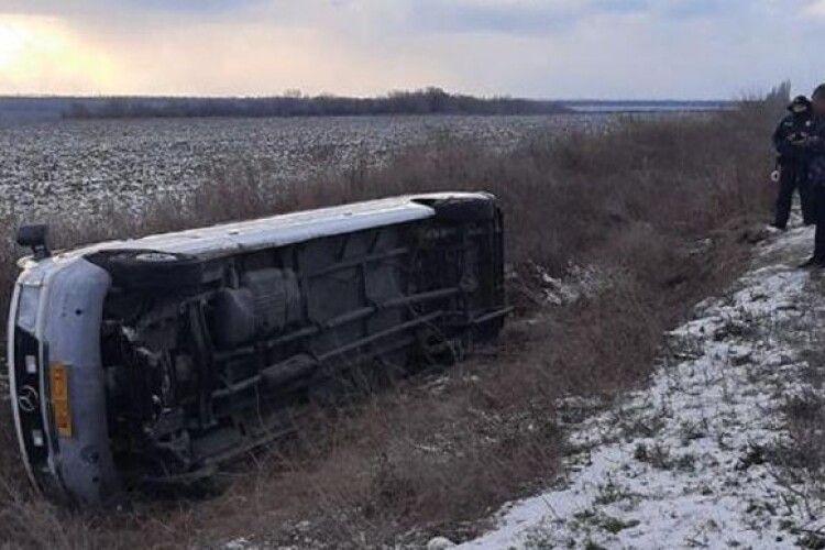 Повний дітей мікроавтобус перекинувся на Запоріжжі