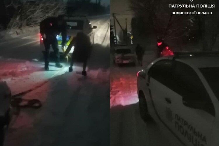 Поліцейські вночі буксирували автомобіль, що зламався посеред дороги