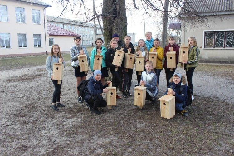 Учні 6-А та 6-Б Любешівського ліцею розвісили дюжину шпаківень (фото)
