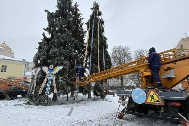 У Луцьку почали прикрашати головні ялинки міста