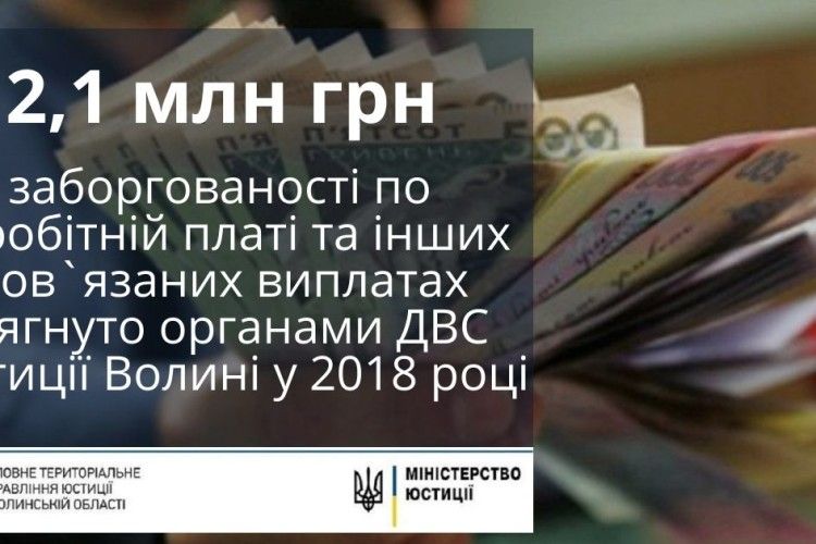 Державні виконавці Волині «вибили» 2,1 млн грн заборгованої зарплати