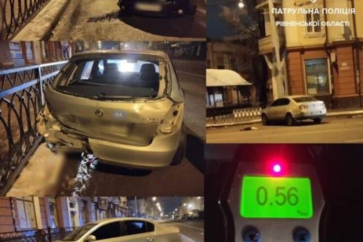 У Рівному водійка влетіла в два припаркованих авто і втекла