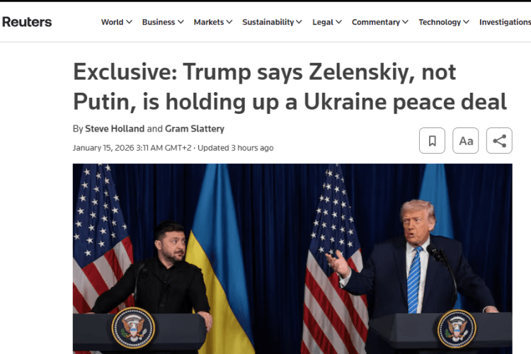 Трамп вважає, що більше не хоче укласти мирну угоду не путін, а Зеленський