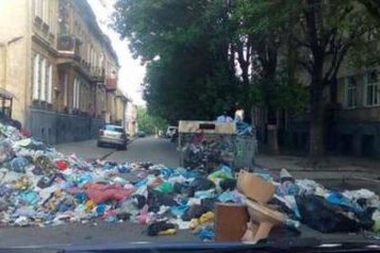 Вулицю у Львові заблокували сміттям (фото)