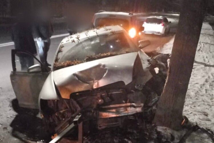 У Луцьку водій Audi врізався у дерево та паркан