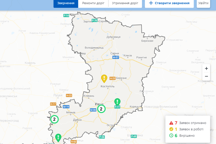 Мандрівникам стане в нагоді інтерактивна карта ремонту доріг України 