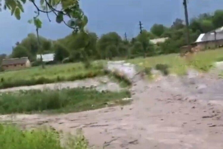 Городи та дороги перетворились у річки: село на Рівненщині затопило після дощу (Відео)