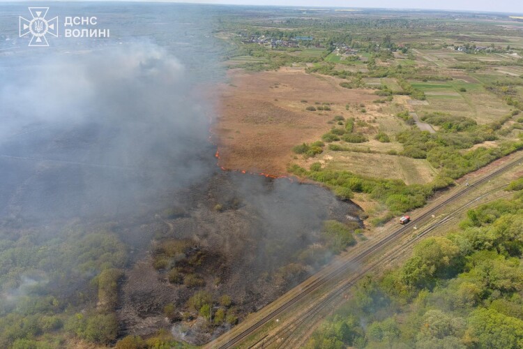 На Волині палали гектари сухої трави