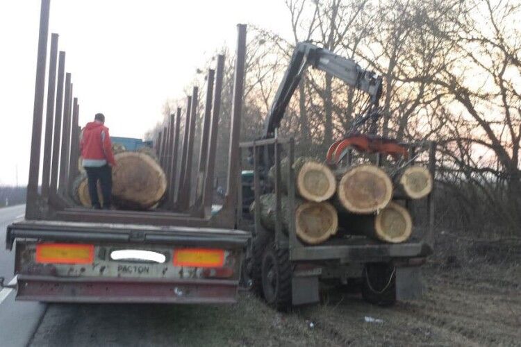 На Горохівщині зупинили вантажівку з незаконною деревиною