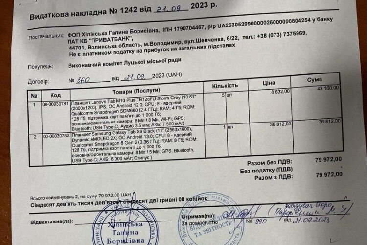 Луцька міська рада спростувала інформацію про завищені ціни на гаджети для ЗСУ