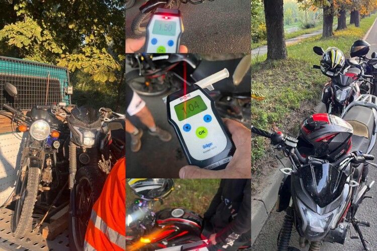На Волині одразу троє нетверезих мотоциклістів без прав вирішили прокататися після застілля....