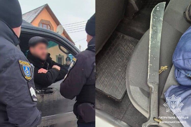 На Рівненщині п'яний водій вийшов до патрульних з мачете