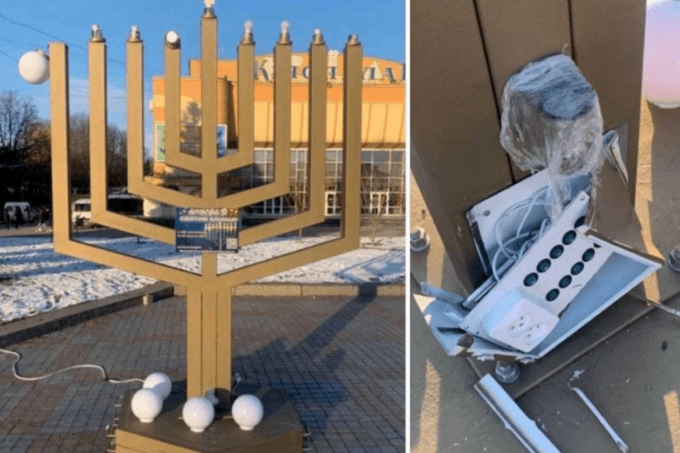 У Рівному вандали пошкодили святковий світильник юдеїв