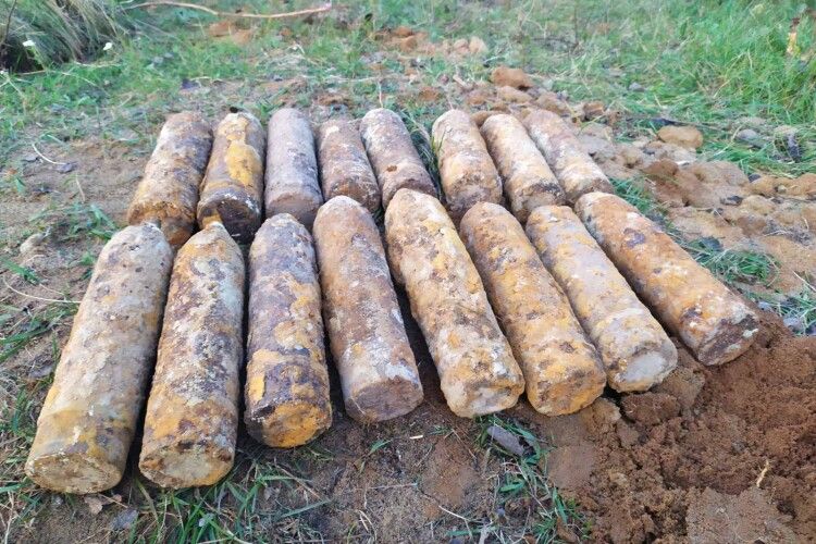 Волинянин пішов у ліс по гриби, а знайшов 16 артилерійських снарядів (Фото)