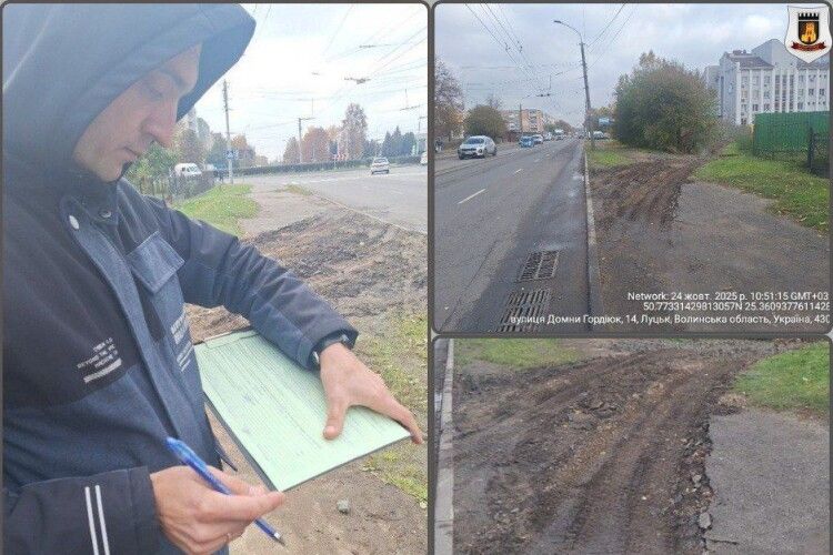 У Луцьку зупинили вантажівки, що нищили тротуар