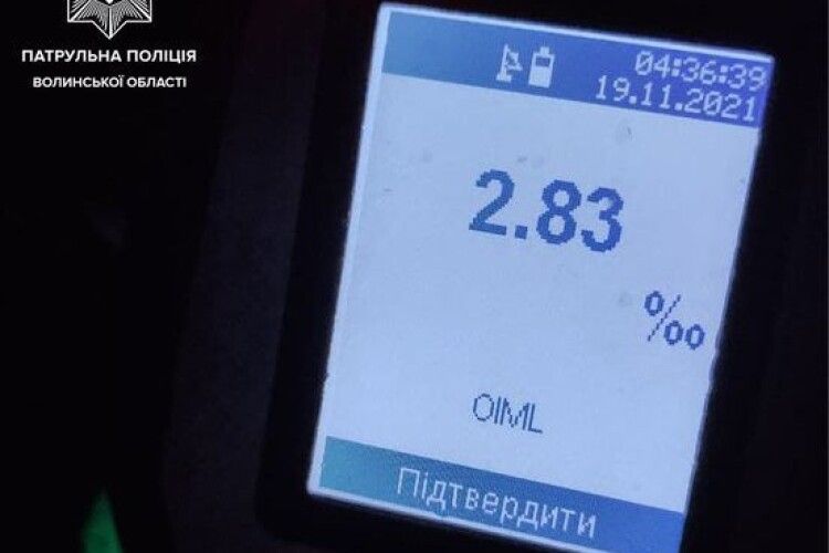 На Волині зловили п’яного як чіп водія