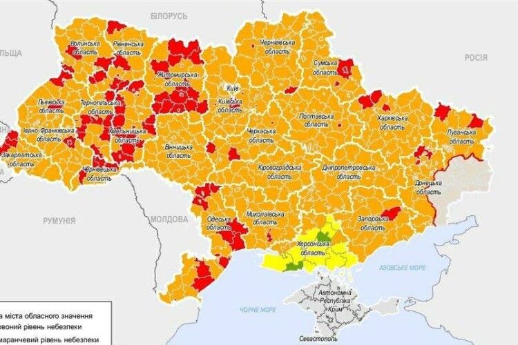 В Україні оновили поділ на карантинні зони. На Волині побільшає червоних 