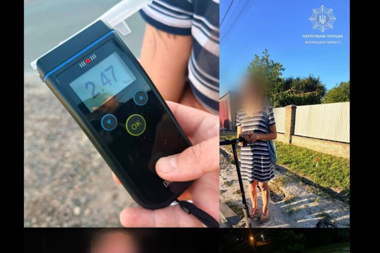На Волині у водійки електросамоката рівень алкоголю у 12 разів перевищував допустиму норму 