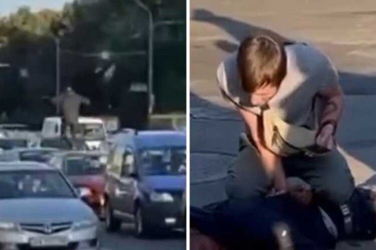 Чоловік бігав по дахах авто, поки вони стояли в заторах: момент портапив на камеру (Відео)