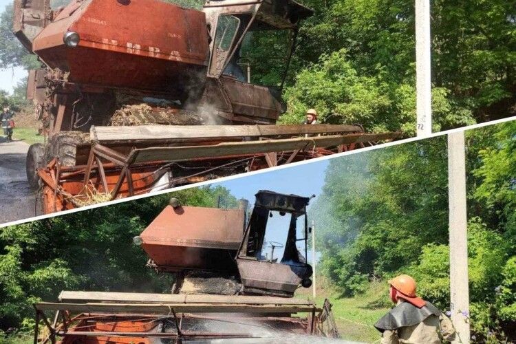 На Любомльщині загорівся комбайн