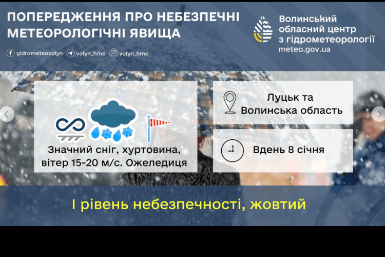 На Волині – сильний сніг і хуртовини