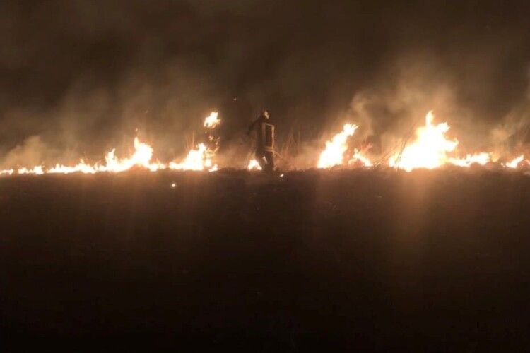 Волинські рятувальники у четвер аж двічі гасили загорання сухої трави