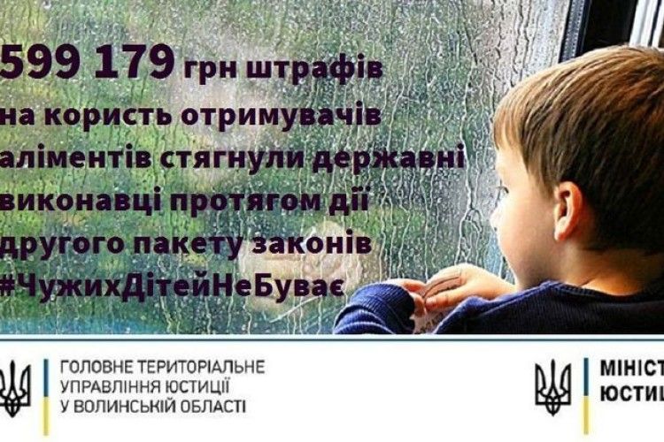 Волинських аліменщиків оштрафували на 600 тисяч гривень