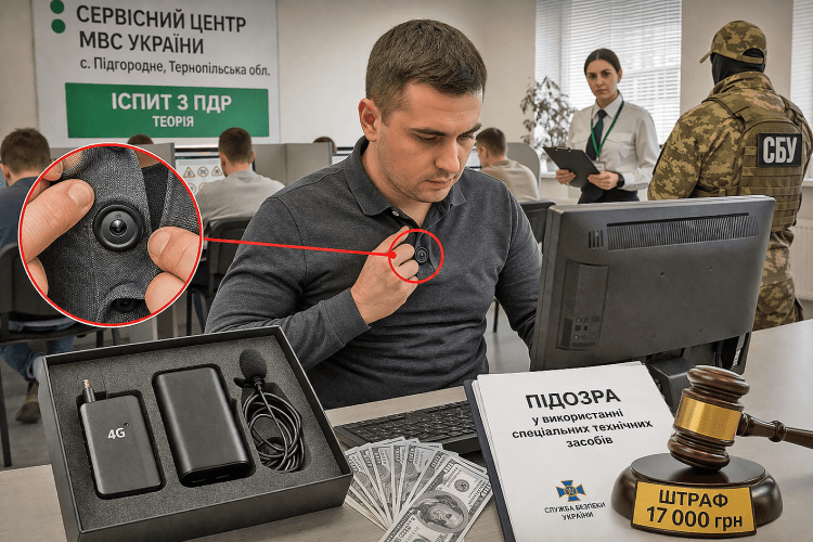 Сховав відеокамеру у ґудзик  і пішов здавати «на права»