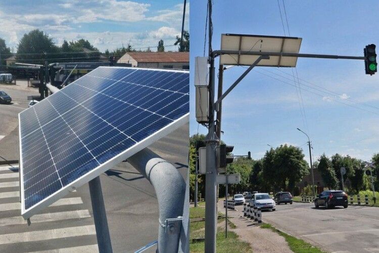 У Луцьку вперше встановили сонячні панелі на світлофорі