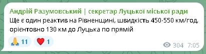 Фотоскрін: телеграм-канал Андрія РАЗУМОВСЬКОГО.