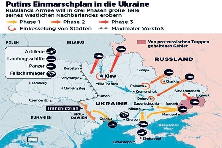 План-максимум Кремля – дві третини України, включно із Києвом. Фото із сайту info.bild.de. 