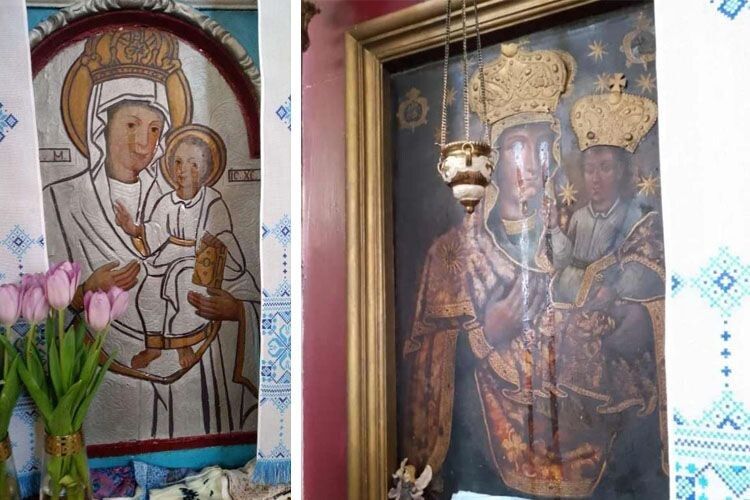 Обидва образи Діви Марії з Дитятком – старовинні, написані у сімнадцятому столітті.