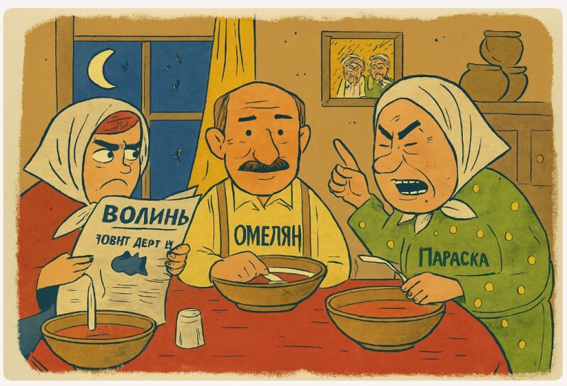 – А ти чого до мене не привіталася? – кинула Параска. Ілюстрація: copilot.microsoft.com.