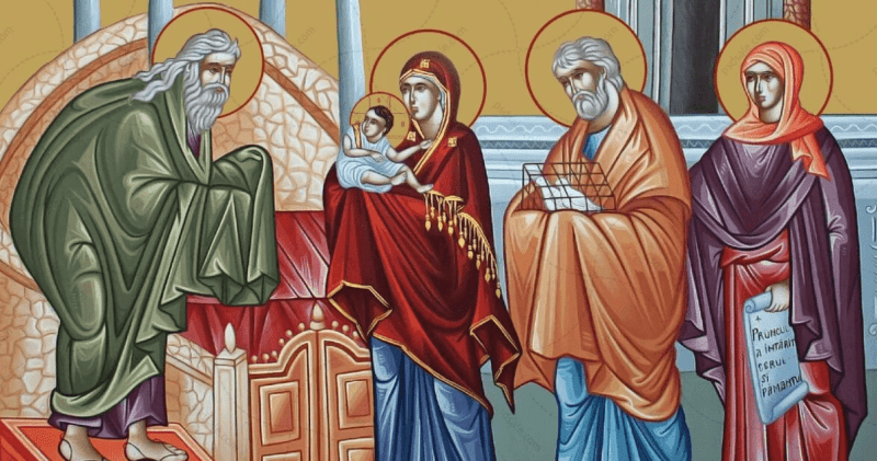 За біблійною традицією цього дня немовля Ісуса Христа принесли до Єрусалимського храму, де Його зустрів праведний Симеон.