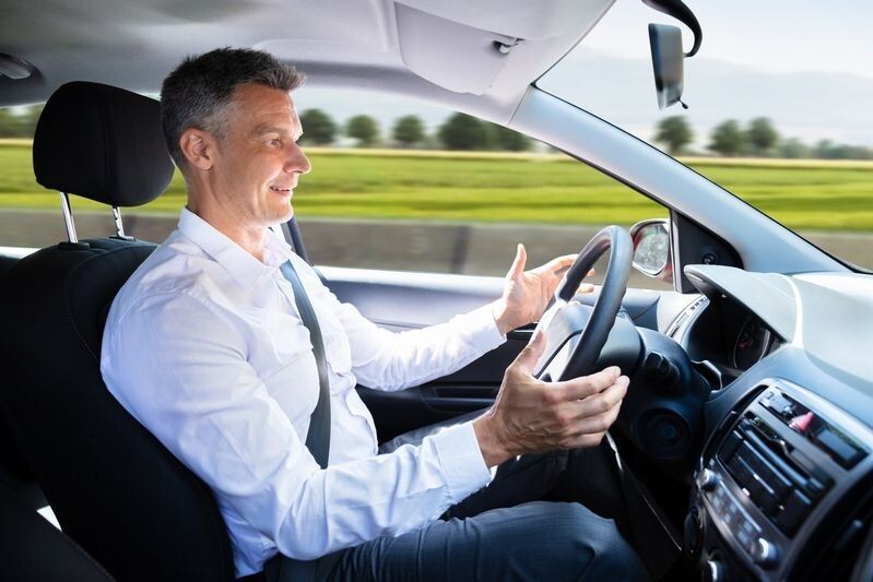 Man In Self Driving Car