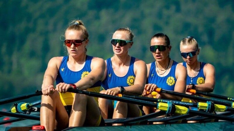 Daryna Verkhogliad (b), Nataliya Dovgodko, Anastasiia Kozhenkova, Kateryna Dudchenko (s), Women's Quadruple Sculls, Ukraine, 2023 European Rowing Championships, Bled, Slovenia / World Rowing/Benedict Tufnell
