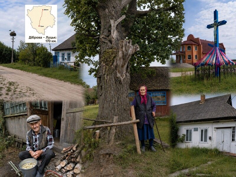 Діброва – це старезний дуб біля оселі 90-річної Парасковії Оніщук, спорожніла початкова школа, лелече гніздо над сільською дорогою та 89-річний Іван Раковець, який і досі сам господарює. 