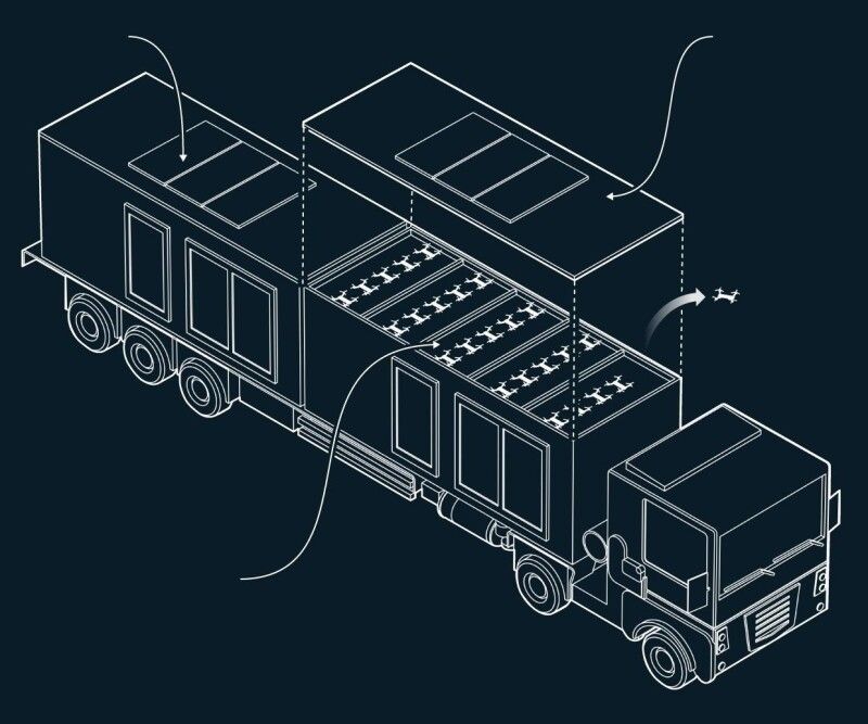 Дахи цих будиночків на вантажівках піднялися – і 117 дронів одночасно злетіли в небо.